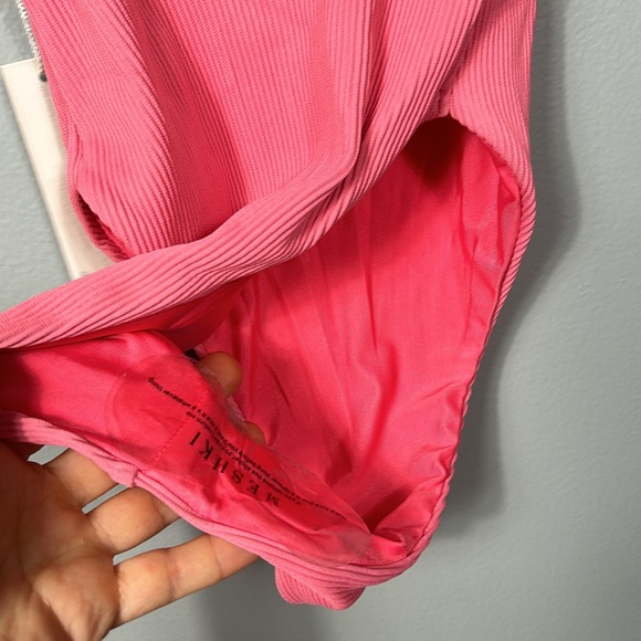 Meshki Pink Yasmin Ribbed Gold Clasp One Piece Bikini XS - Picture 7 of 9